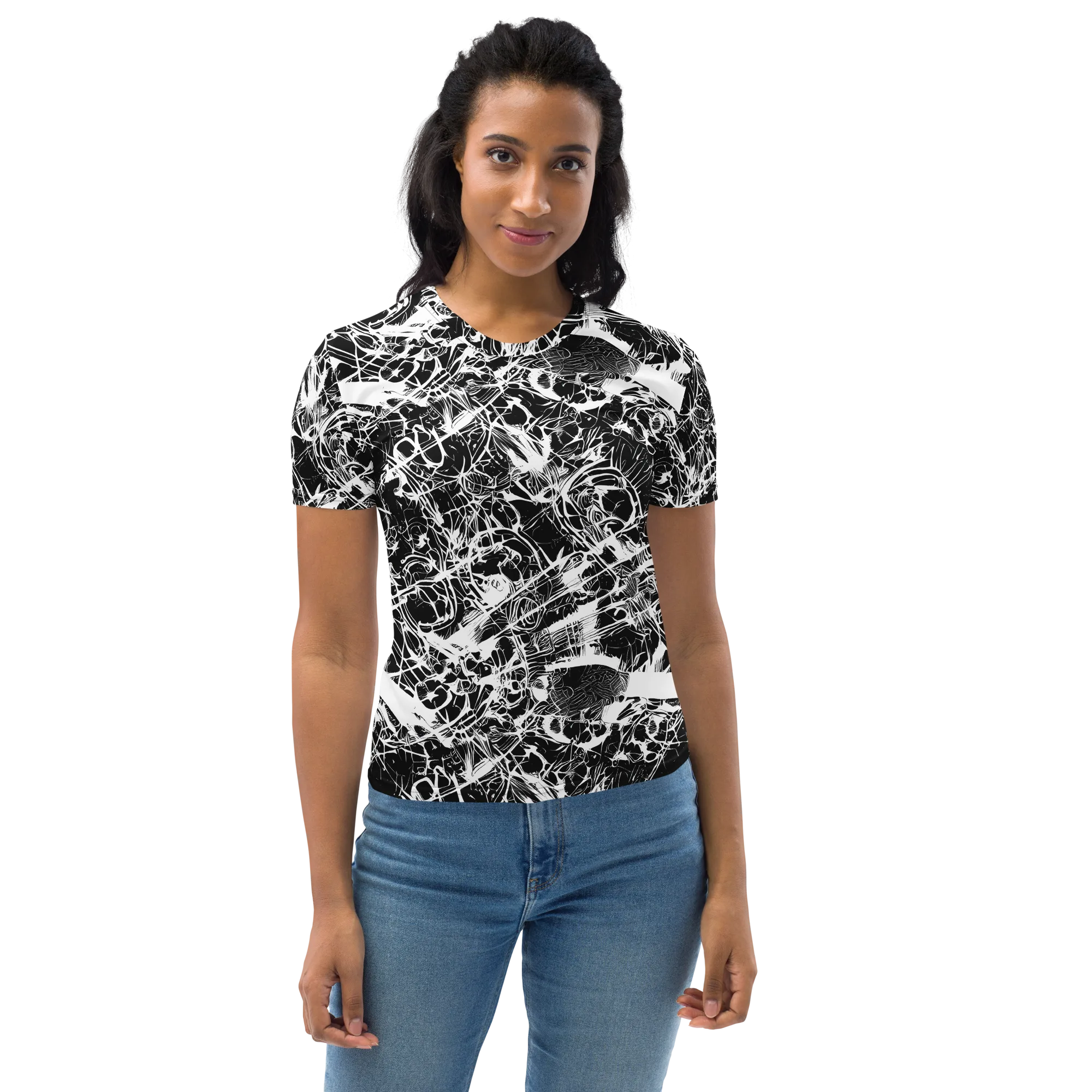 Obsidian Sketch on Women's Crew Neck T-Shirt — Front