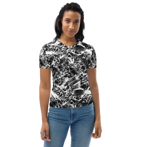 Obsidian Sketch on a Women's Crew Neck T-Shirt
