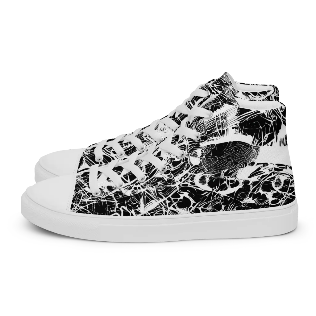 Obsidian Sketch on Women's High Top Canvas Shoes — Left