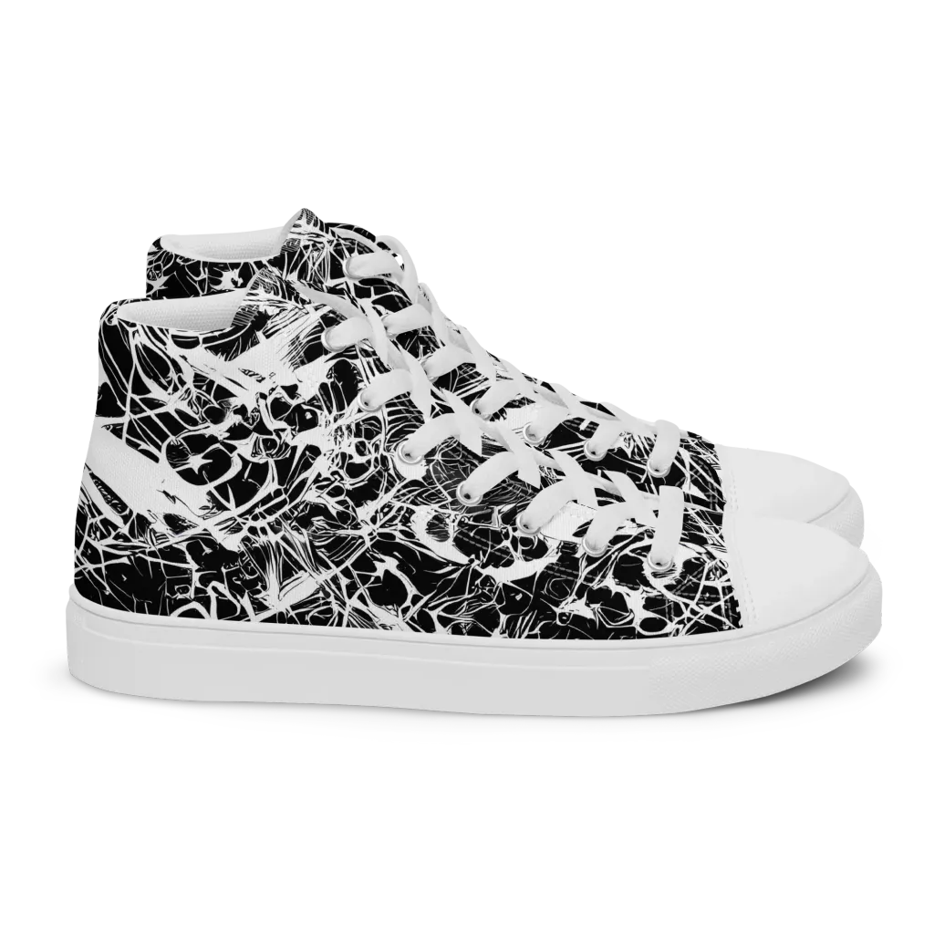 Obsidian Sketch on Women's High Top Canvas Shoes — Right