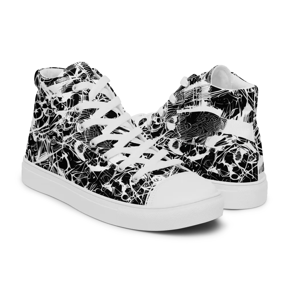 Obsidian Sketch on Women's High Top Canvas Shoes — Right