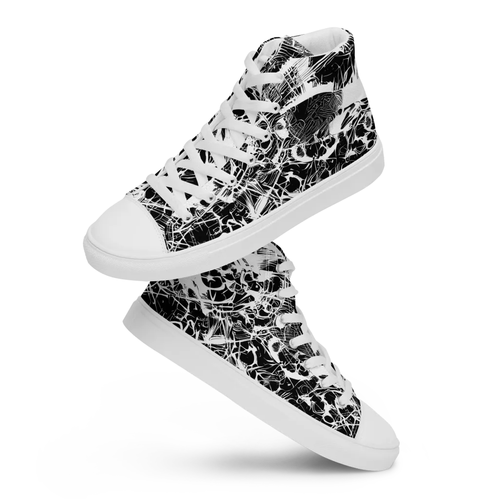 Obsidian Sketch on Women's High Top Canvas Shoes — Front