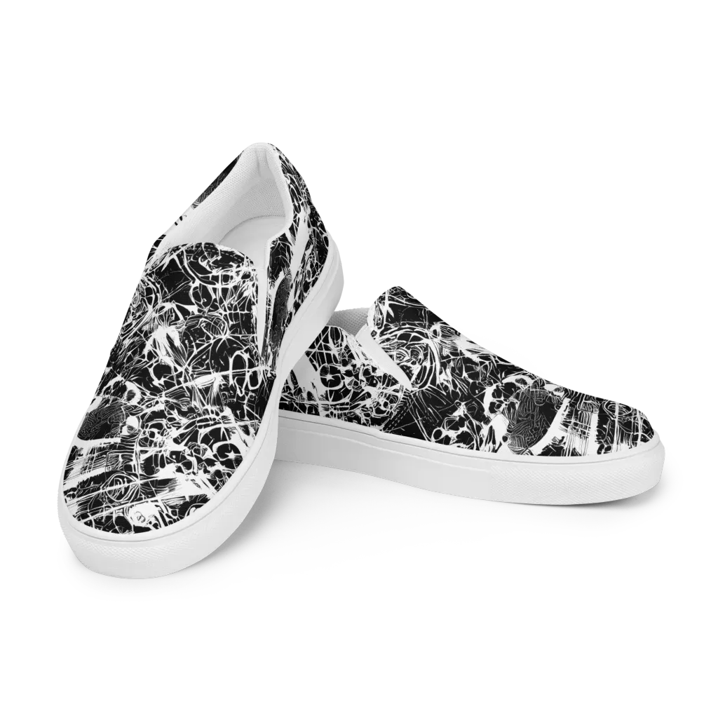 Obsidian Sketch on Men's Slip-On Canvas Shoes — Left Front