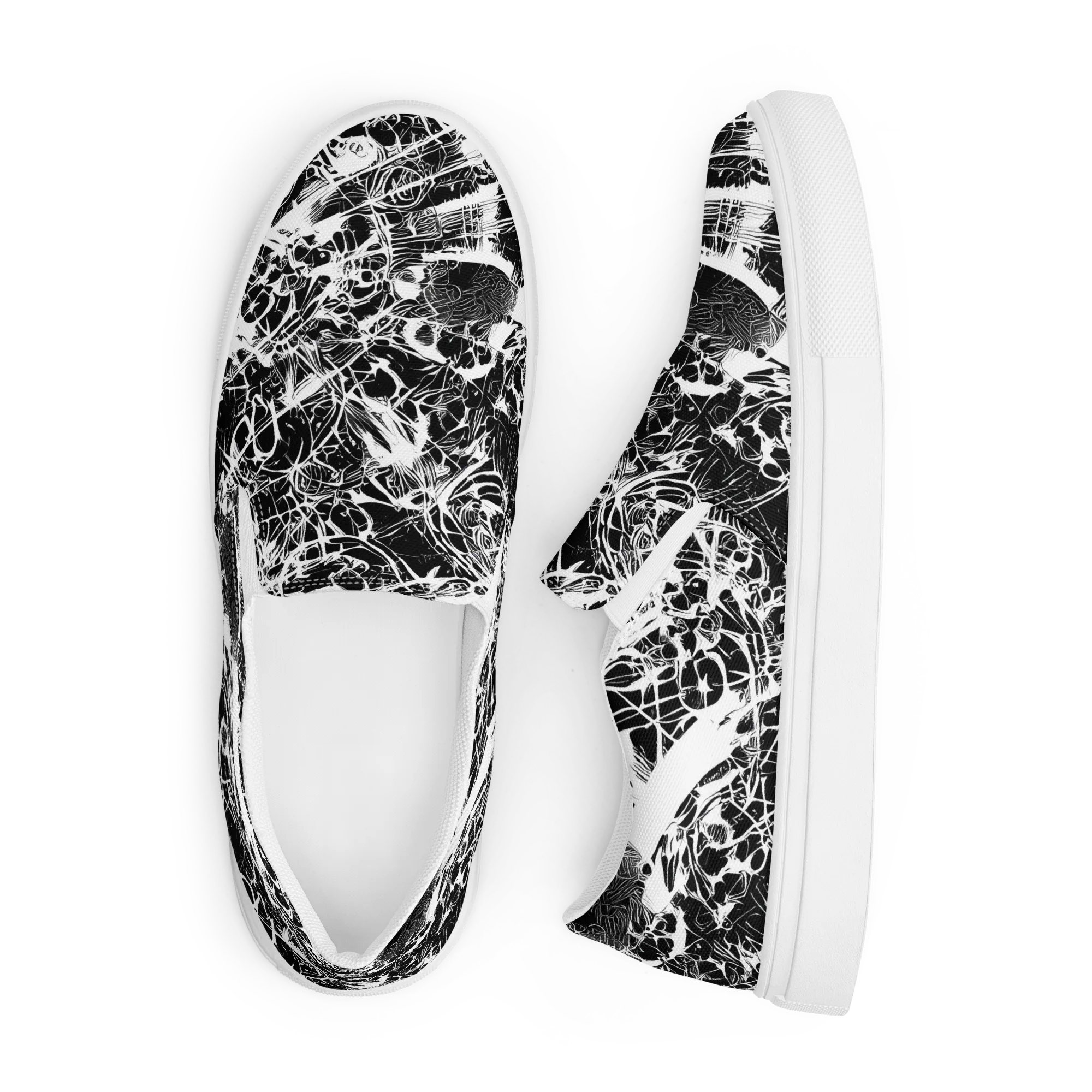 Obsidian Sketch on Men's Slip-On Canvas Shoes — Front