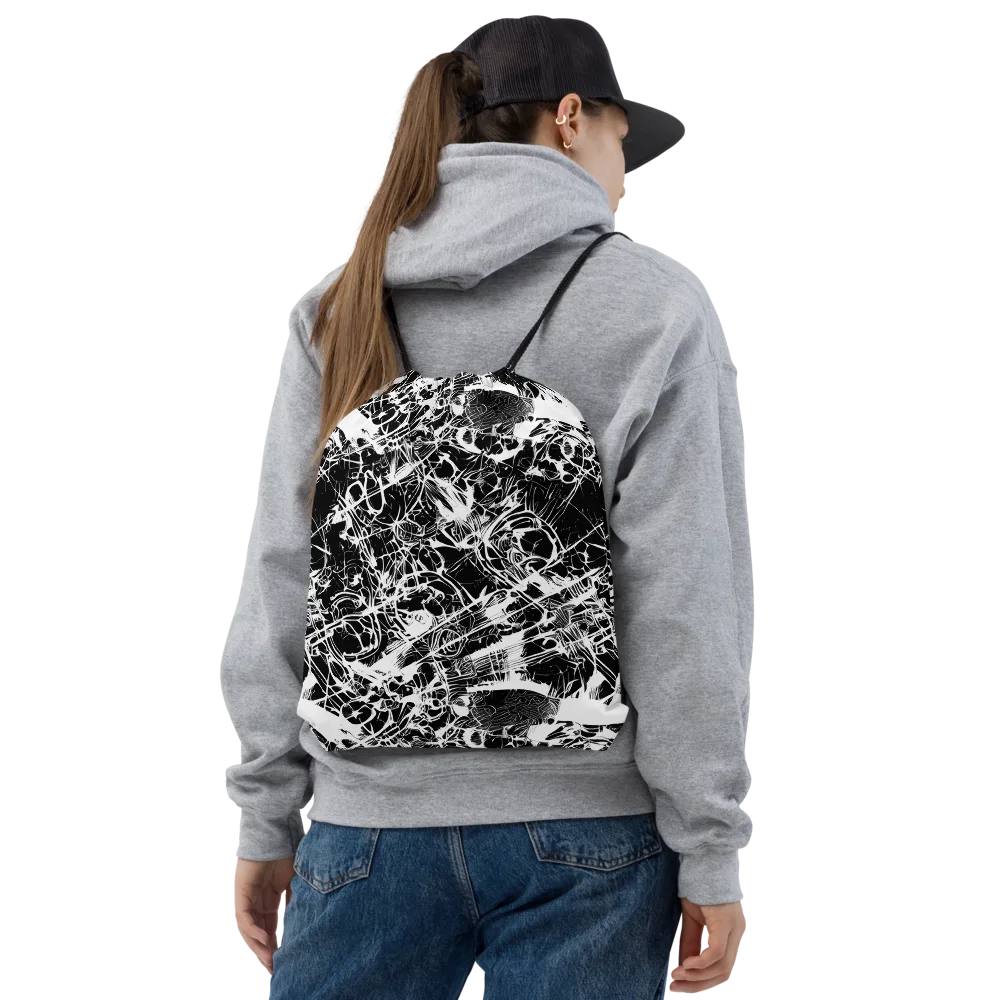 Obsidian Sketch on Drawstring Bag — Front