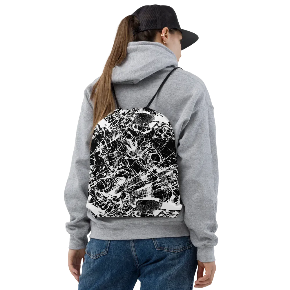 Obsidian Sketch on Drawstring Bag — Front