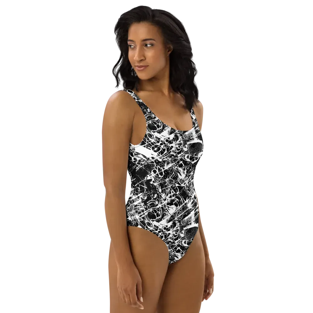 Obsidian Sketch on One-Piece Swimsuit — Right