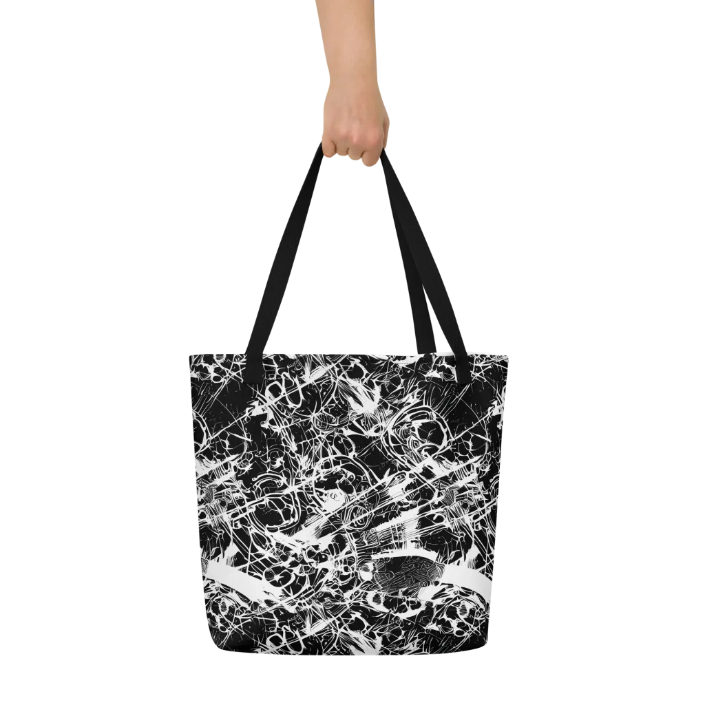 Obsidian Sketch on Large Tote Bag W/ Pocket — Front