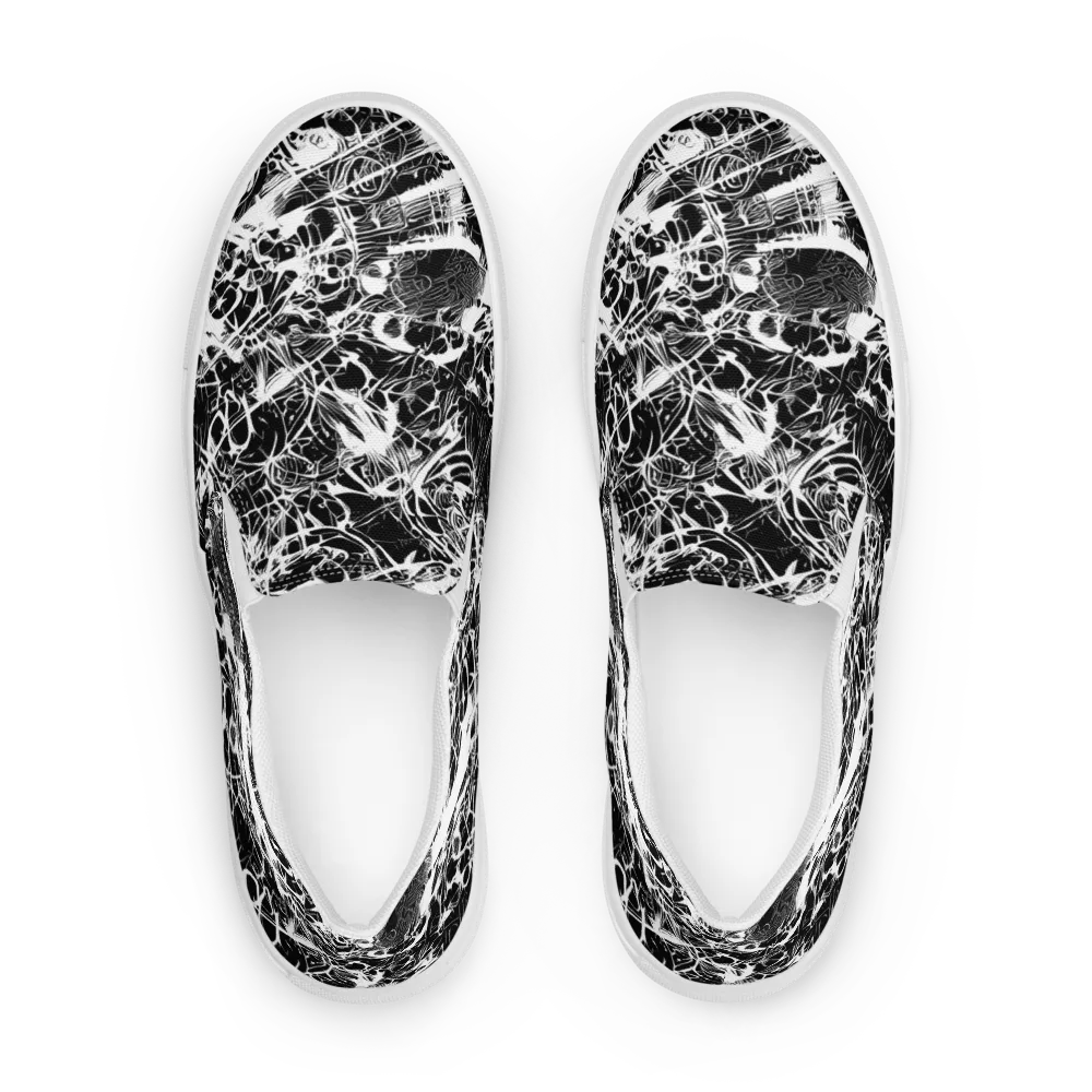 Obsidian Sketch on Women's Slip-On Canvas Shoes — Front