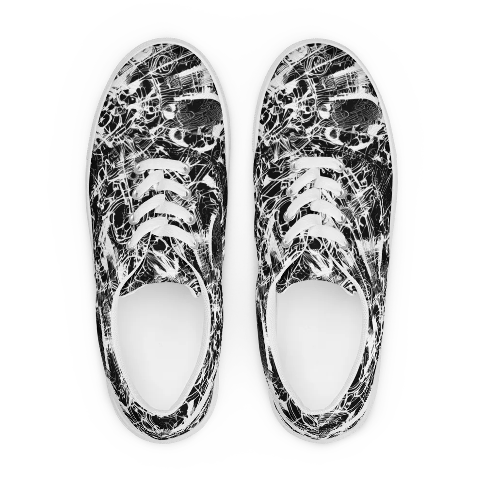 Obsidian Sketch on Men's Lace-Up Canvas Shoes — Front