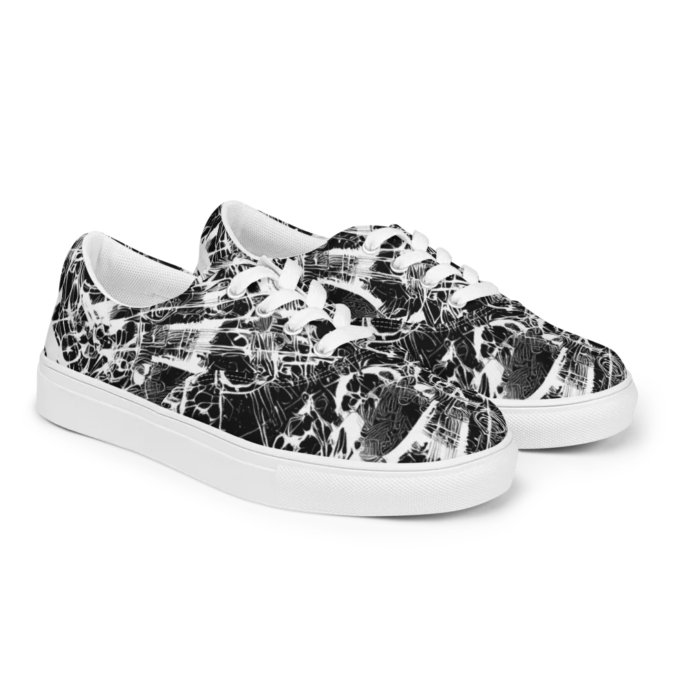 Obsidian Sketch on Men's Lace-Up Canvas Shoes — Right Front