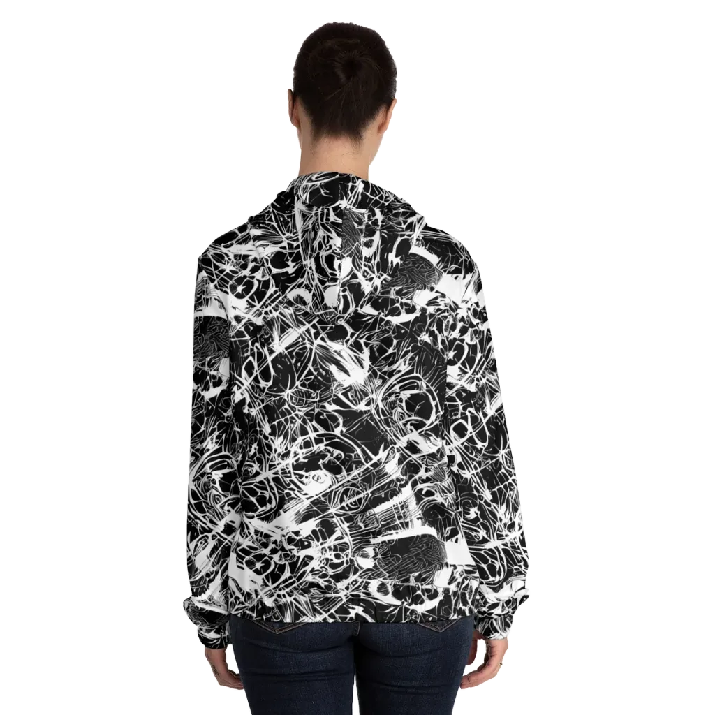 Obsidian Sketch on Women's Full-Zip Hoodie — Back On Person