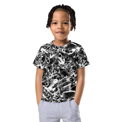 Obsidian Sketch on a Kids Crew Neck T-Shirt