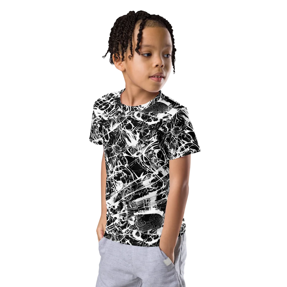 Obsidian Sketch on Kids Crew Neck T-Shirt — Left Front