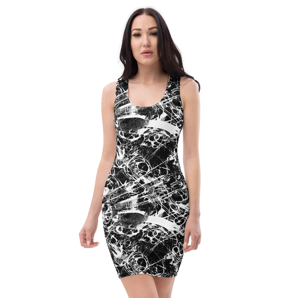 Obsidian Sketch on Bodycon Dress — Front