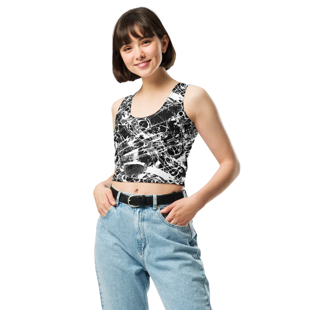 Obsidian Sketch on Crop Top — Front