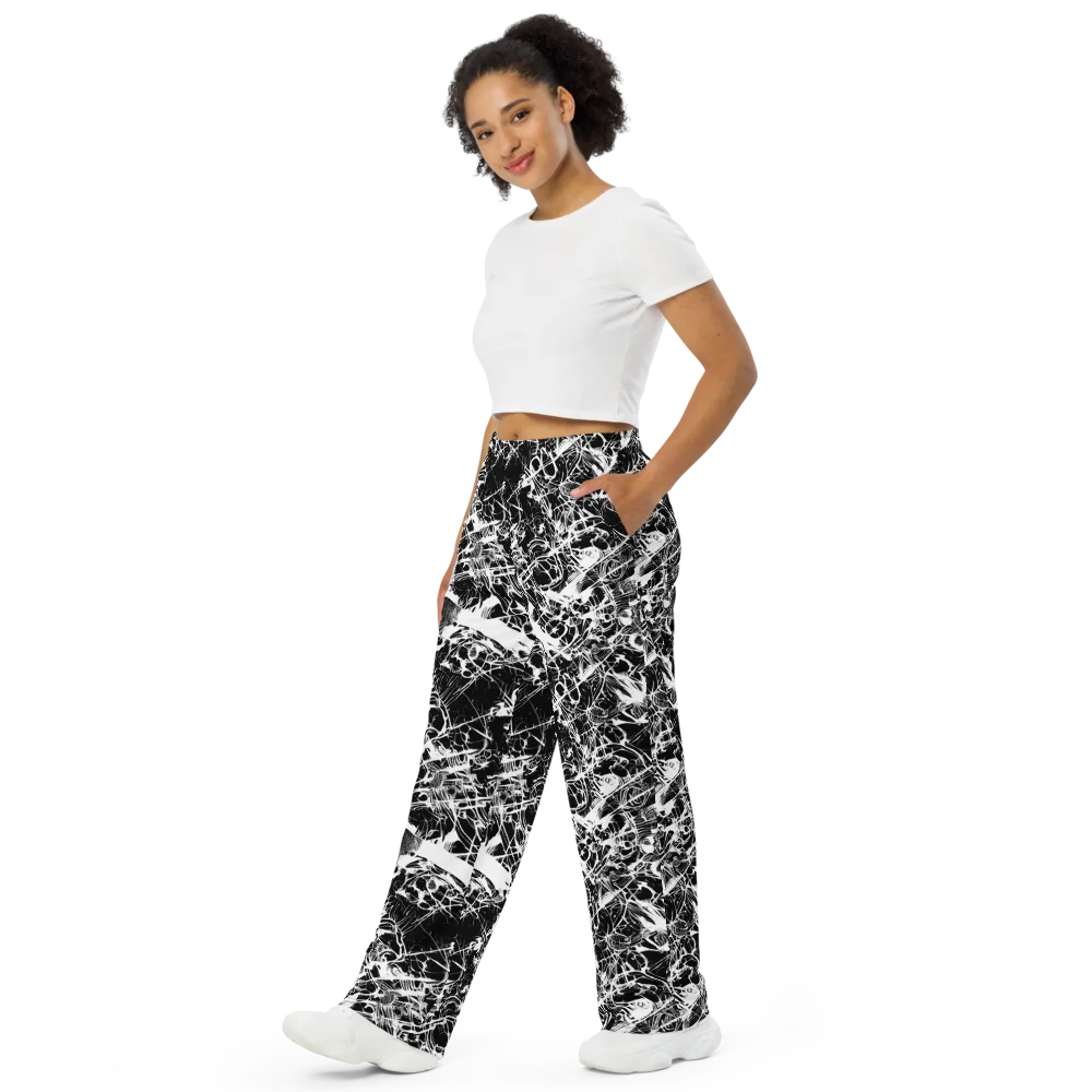 Obsidian Sketch on Wide-Leg Pants — Left Front