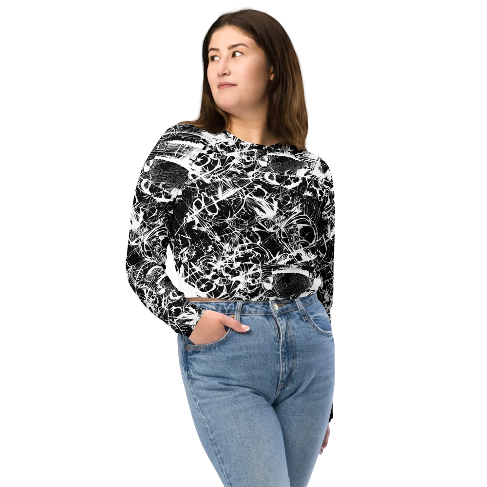 Obsidian Sketch on Long Sleeve Crop Top — Front