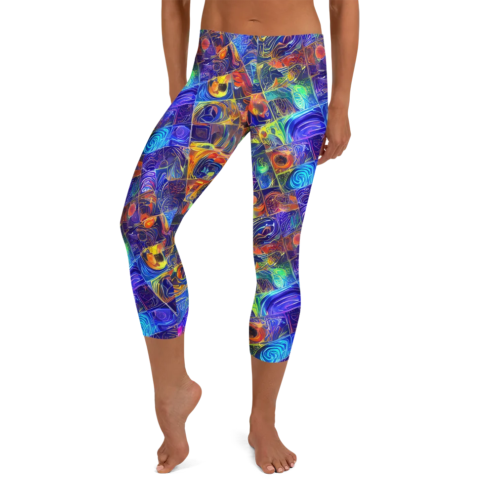 Vivid Vertigo on Capri Leggings — Front