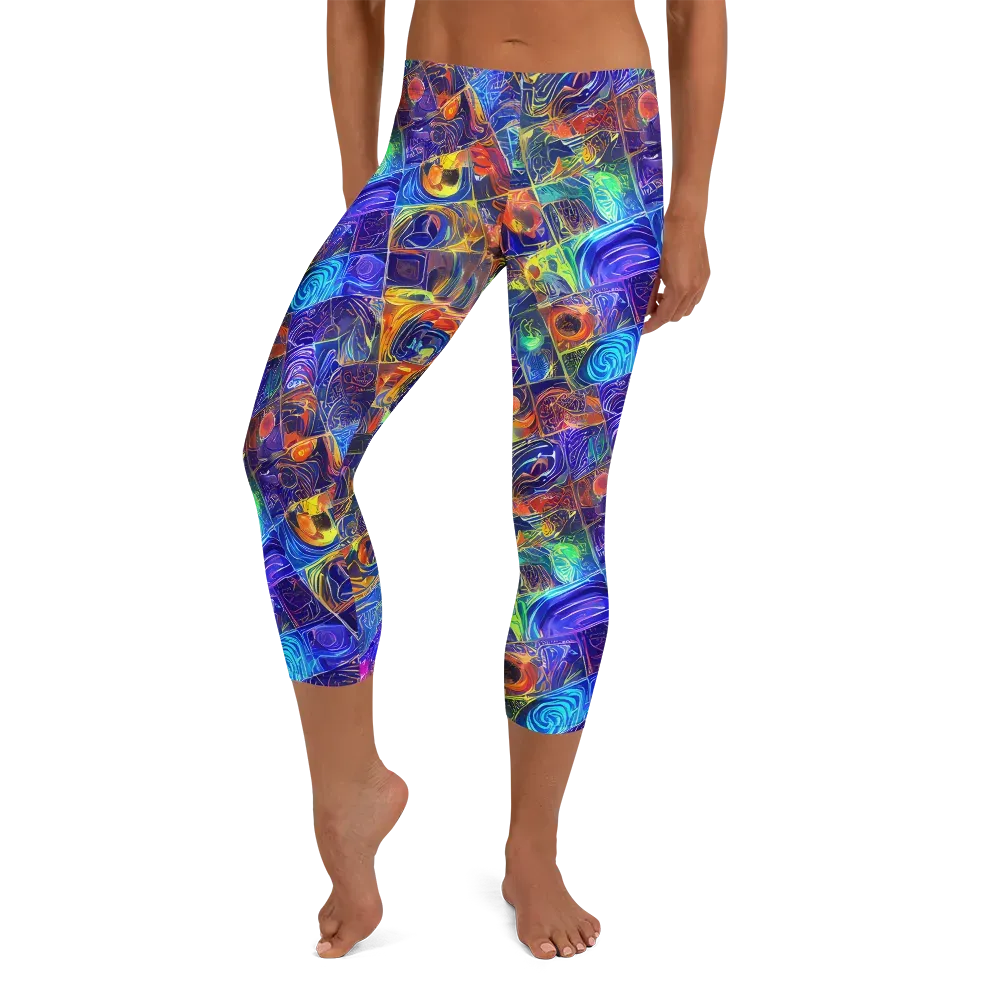 Vivid Vertigo on Capri Leggings — Front