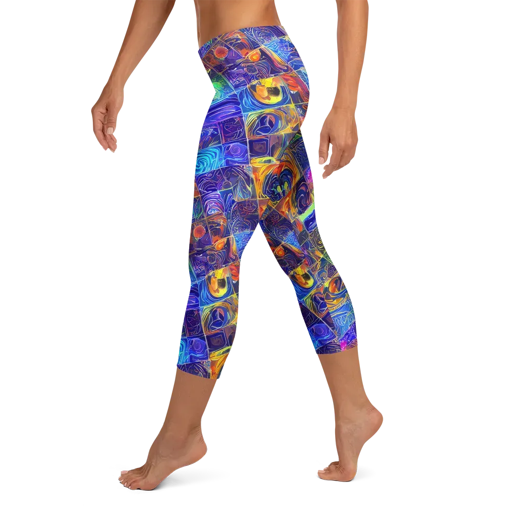 Vivid Vertigo on Capri Leggings — Left