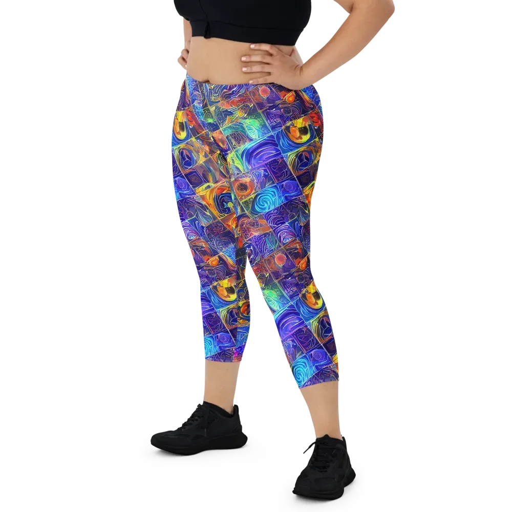 Vivid Vertigo on Capri Leggings — Front