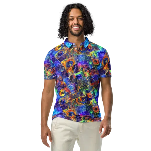 Vivid Vertigo on a Men's Slim Fit Polo Shirt