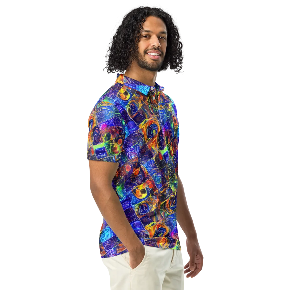 Vivid Vertigo on Men's Slim Fit Polo Shirt — Right Front