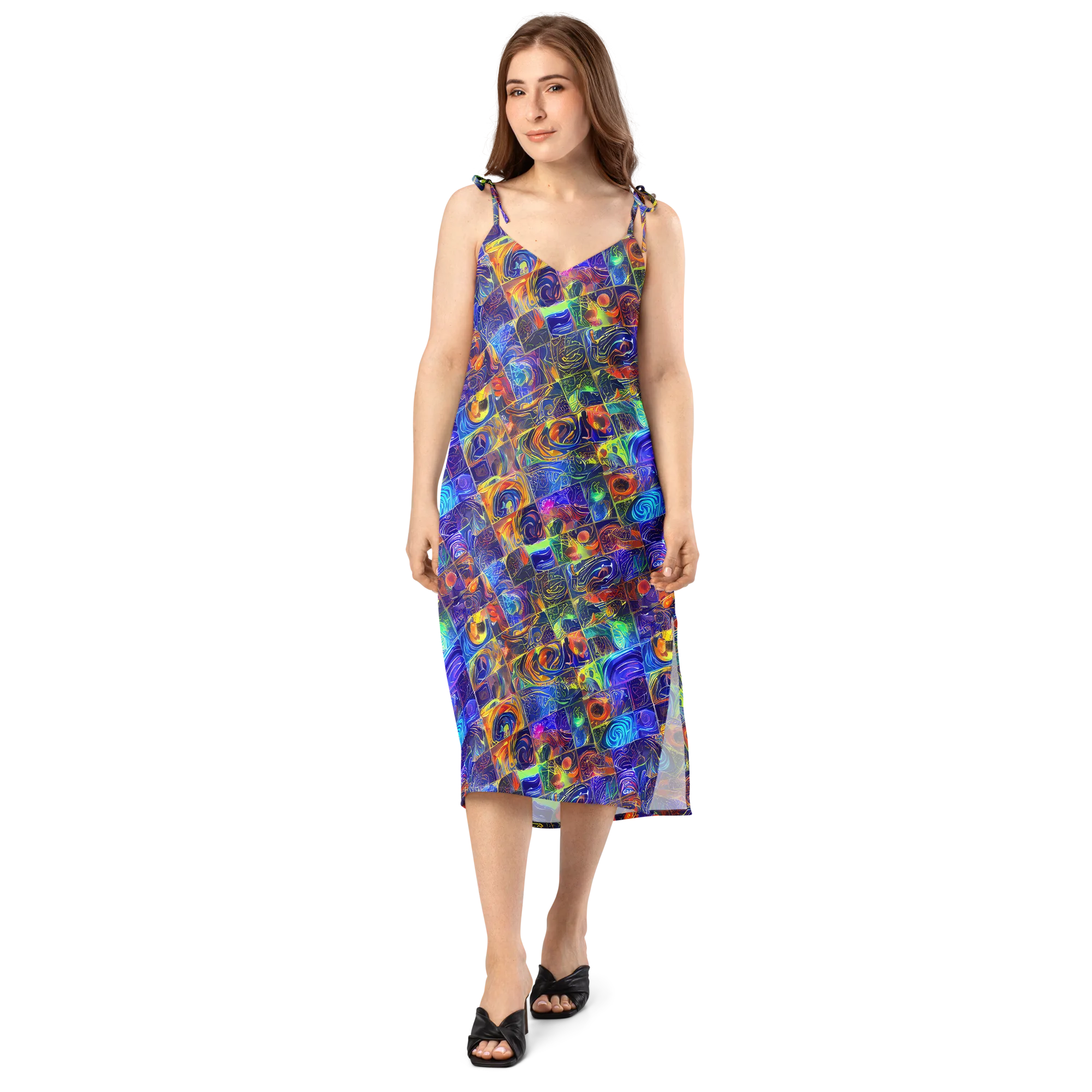 Vivid Vertigo on Slip Dress — Front