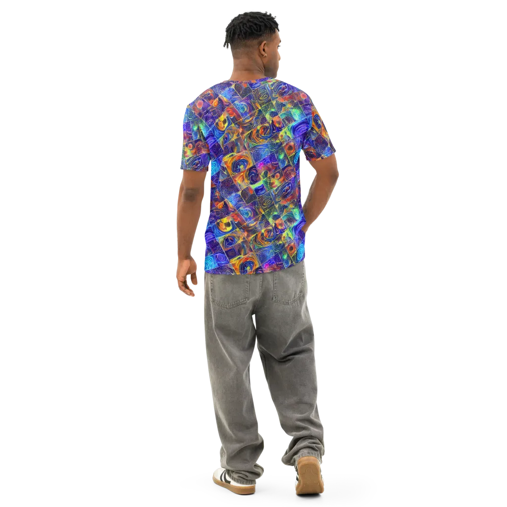 Vivid Vertigo on Men's Cotton Crew Neck T-Shirt — Back