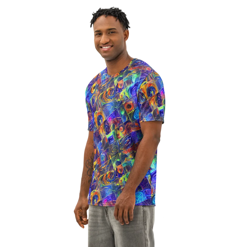 Vivid Vertigo on Men's Cotton Crew Neck T-Shirt — Left Front