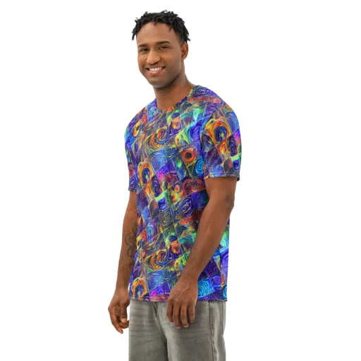 Vivid Vertigo on a Men's Cotton Crew Neck T-Shirt