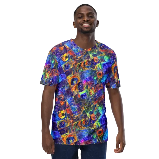 Vivid Vertigo on a Men's Crew Neck T-Shirt