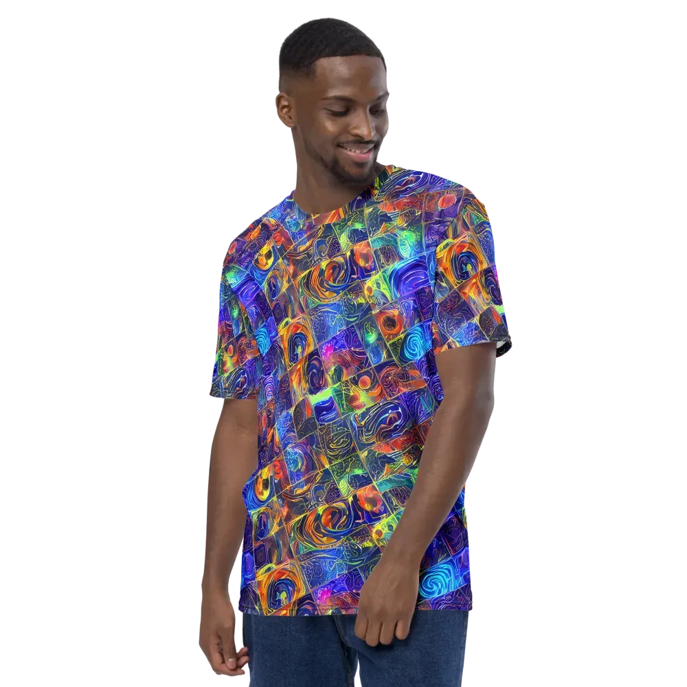 Vivid Vertigo on Men's Crew Neck T-Shirt — Left