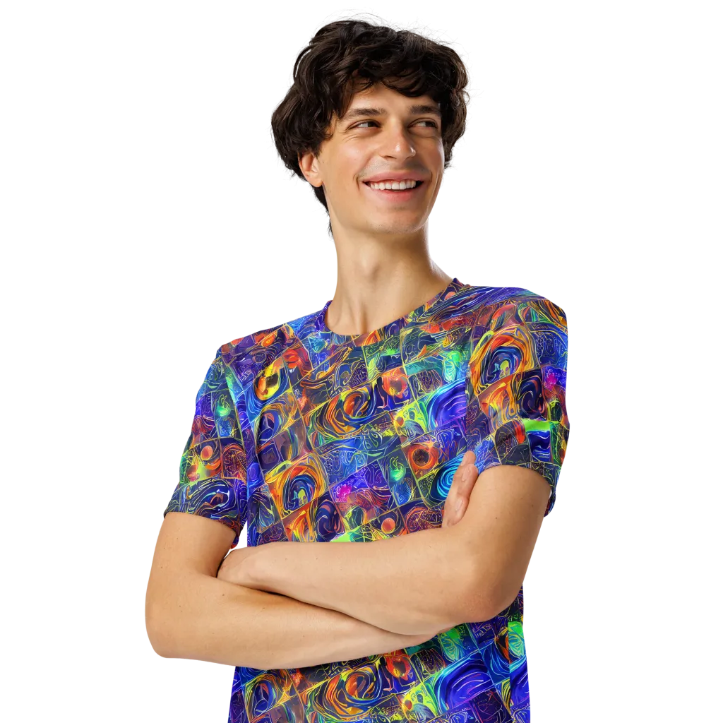 Vivid Vertigo on Men's Crew Neck T-Shirt — Left Front