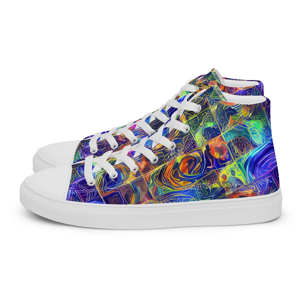 Vivid Vertigo on Men's High Top Canvas Shoes — Left