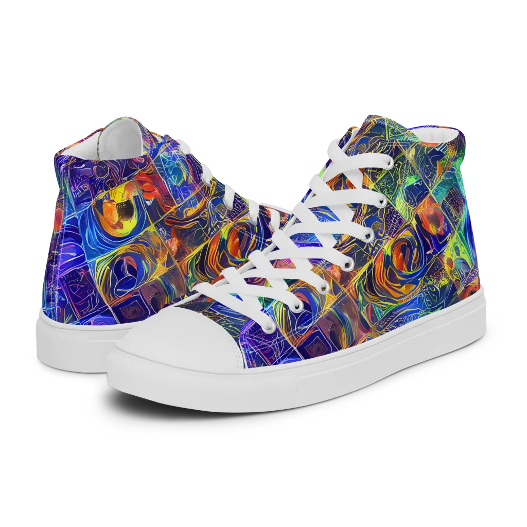 Vivid Vertigo on Men's High Top Canvas Shoes — Left
