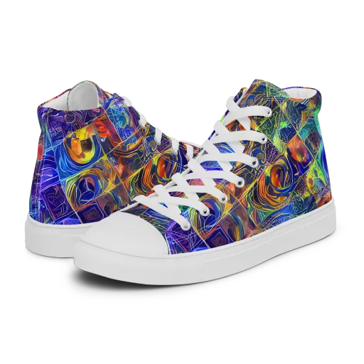 Vivid Vertigo on a Men's High Top Canvas Shoes