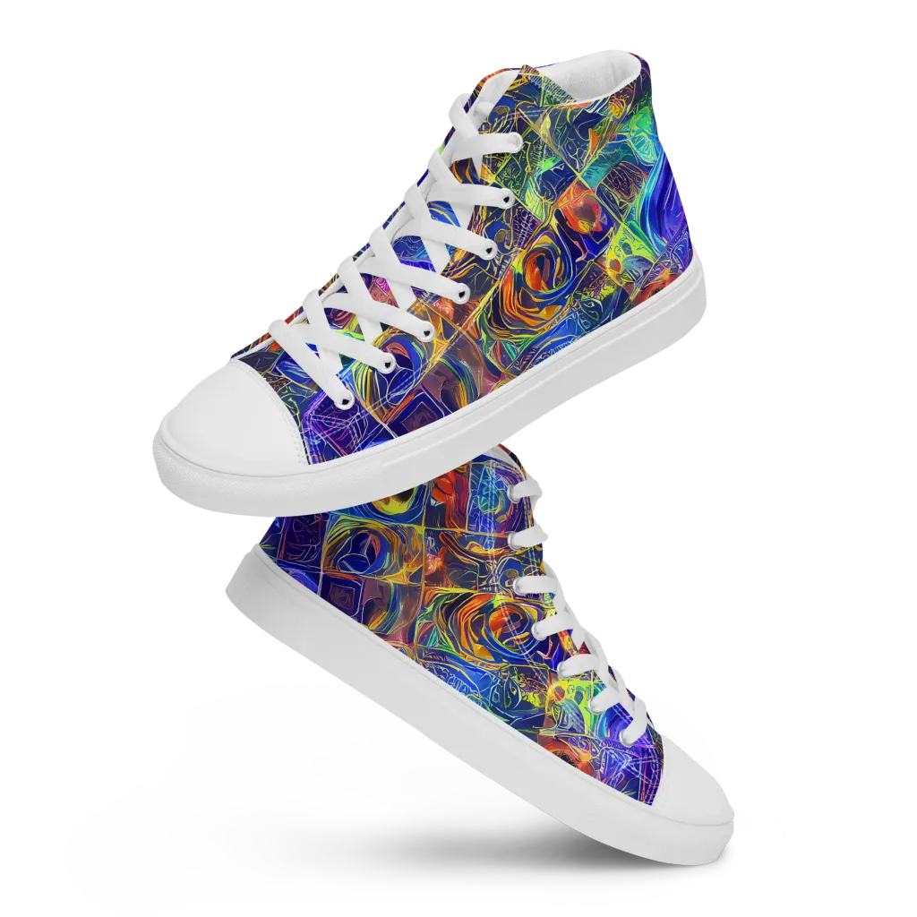 Vivid Vertigo on Men's High Top Canvas Shoes — Front