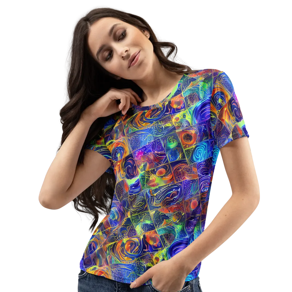Vivid Vertigo on Women's Crew Neck T-Shirt — Left Front