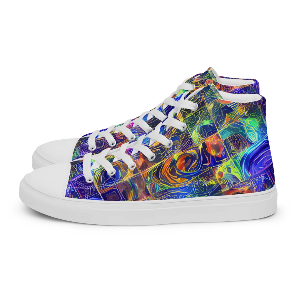 Vivid Vertigo on Women's High Top Canvas Shoes — Left