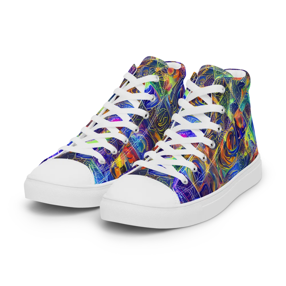 Vivid Vertigo on Women's High Top Canvas Shoes — Left Front