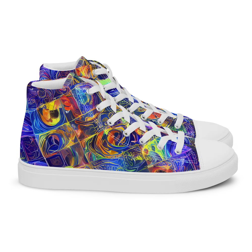 Vivid Vertigo on Women's High Top Canvas Shoes — Right