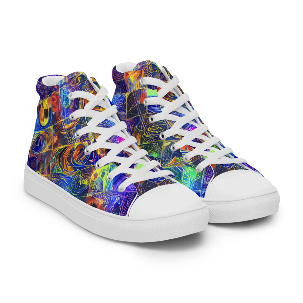 Vivid Vertigo on Women's High Top Canvas Shoes — Right Front