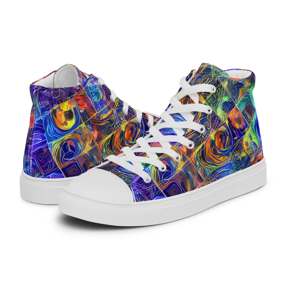 Vivid Vertigo on Women's High Top Canvas Shoes — Left