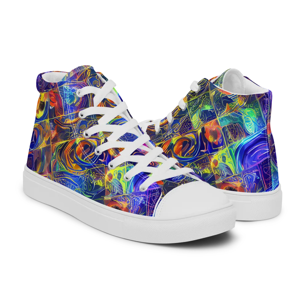 Vivid Vertigo on Women's High Top Canvas Shoes — Right