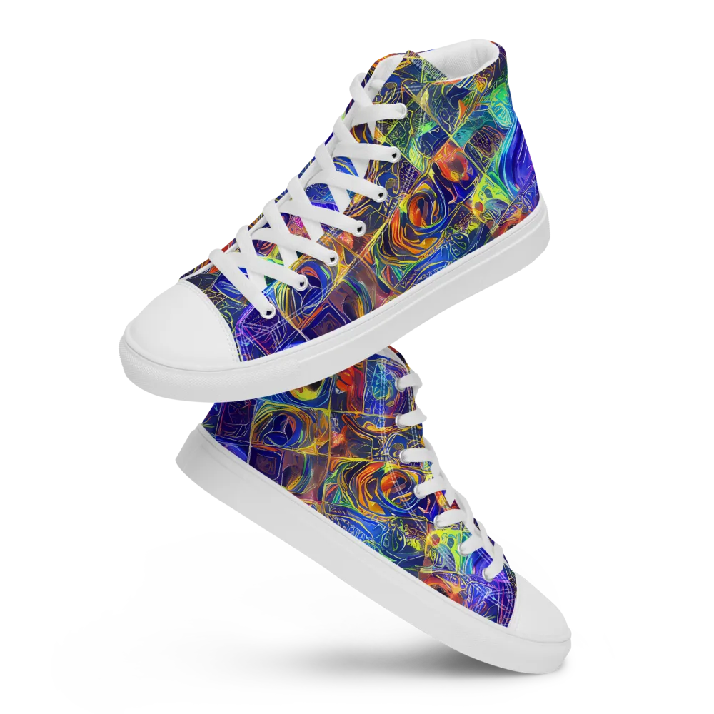 Vivid Vertigo on Women's High Top Canvas Shoes — Front