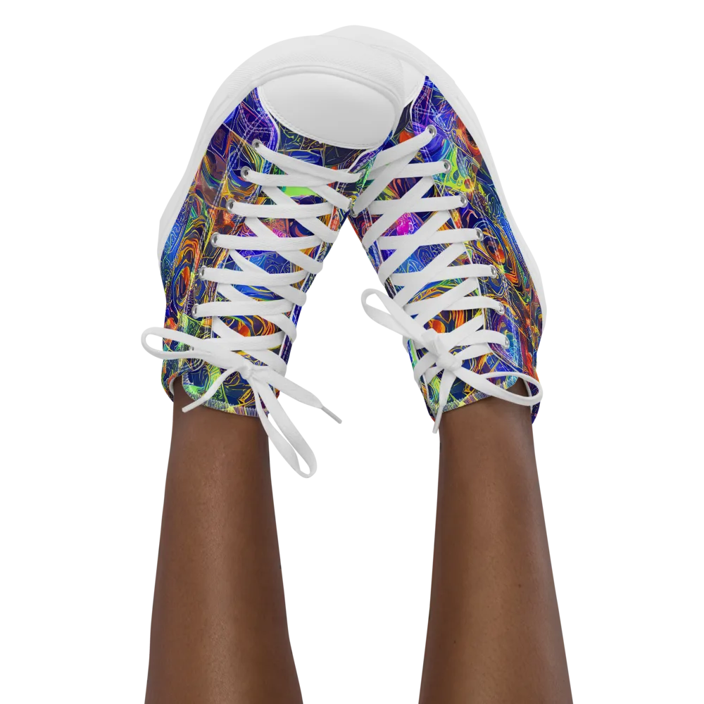 Vivid Vertigo on Women's High Top Canvas Shoes — Front