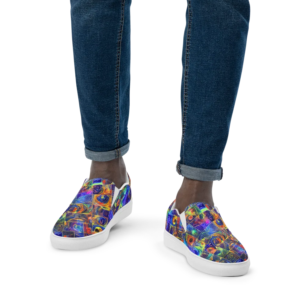 Vivid Vertigo on Men's Slip-On Canvas Shoes — Front