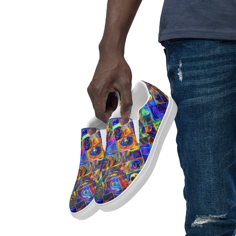 Vivid Vertigo on Men's Slip-On Canvas Shoes — Left Front